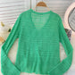 Knitted cardigan Vintage Crochet cut-out sunscreen long sleeve  1586