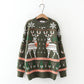 Christmas snowflake deer jacquard knit, fall/winter round neck loose bottom sweater, pullover sweater  1415