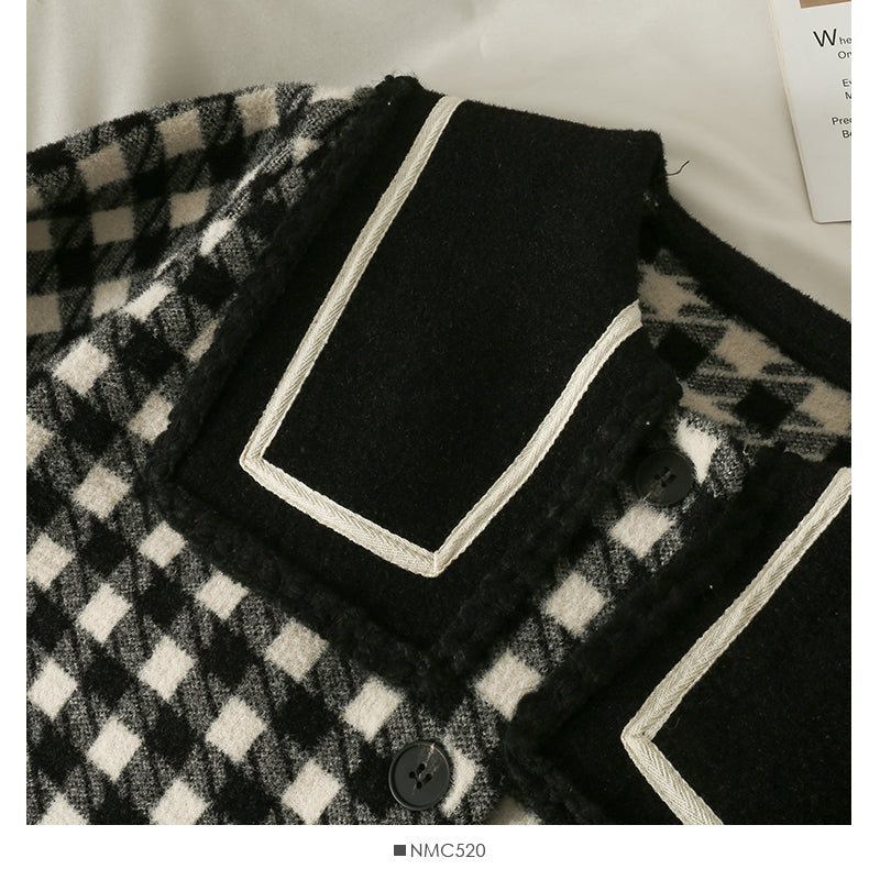 Manteau ample à simple boutonnage avec col de poupée et surpiqûres contrastées 2126