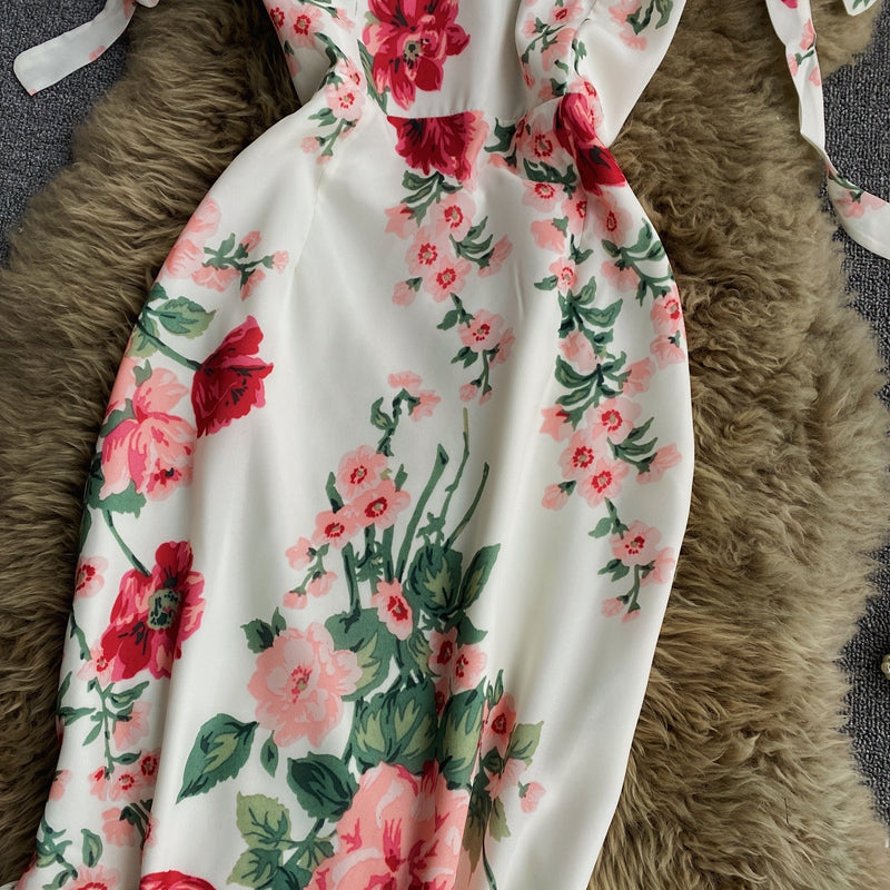 Printed fishtail skirt with slim waist and high height  2800
