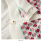 Sweet wind color blocking round neck single breasted long sleeved sweater  1969