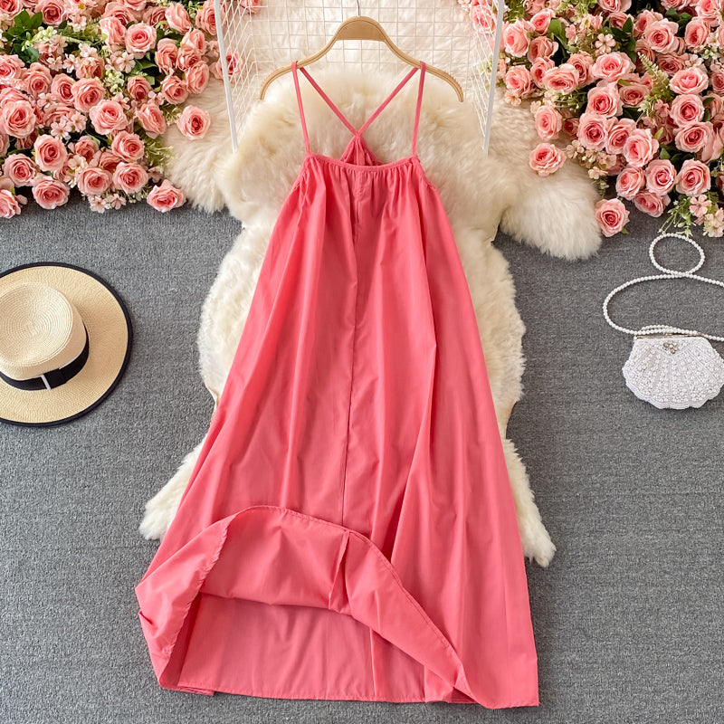 First love girl vacation suspender beautiful back beach skirt  2998
