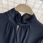 Slim waist, medium length Pleated Dress, long sleeve  2997