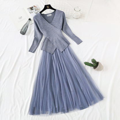 Small fragrance suit skirt mesh dress women's Victorian retro skirt French  2353