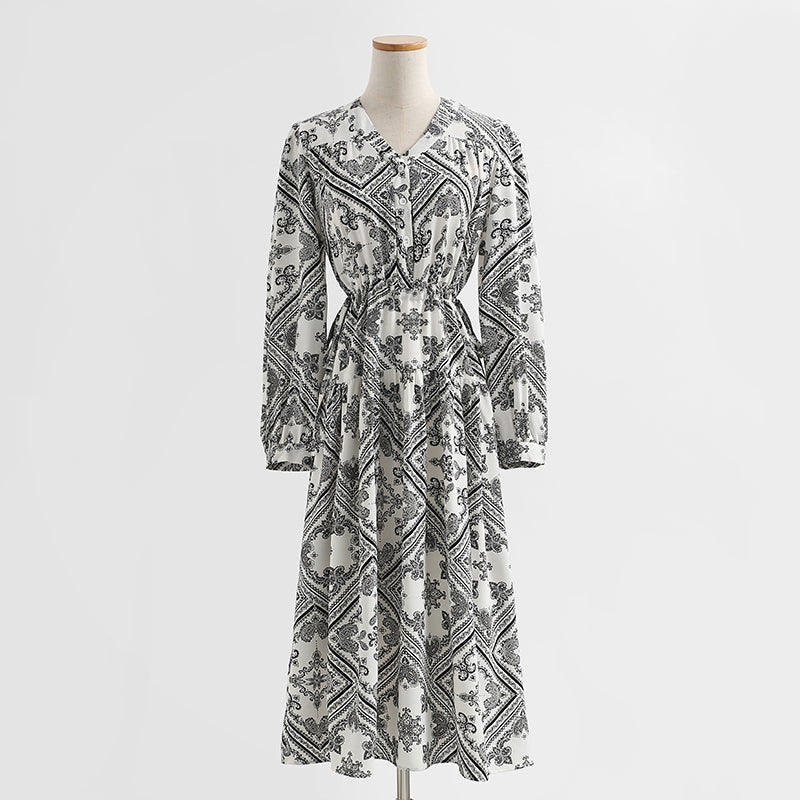 Floral dress gentle temperament national style thin bottomed dress  2327