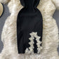 Suspender skirt sexy split hip dress  3037