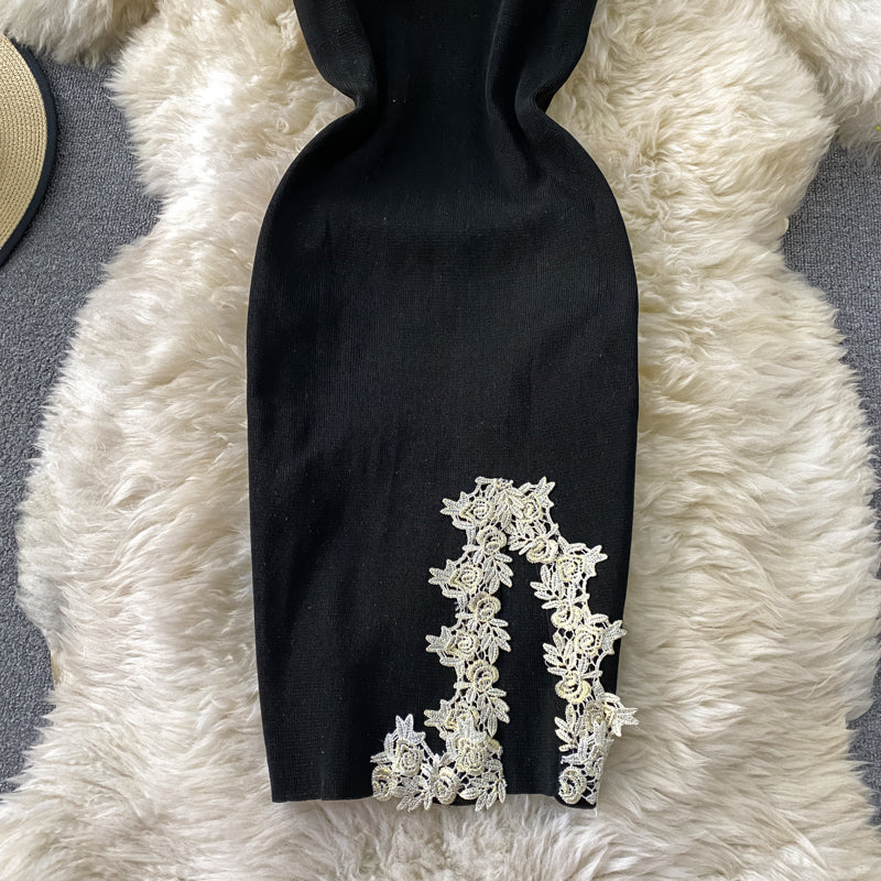 Suspender skirt sexy split hip dress  3037