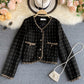 Jacket female autumn versatile slim retro tweed  1491