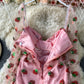 Gauze dress strawberry pink one line shoulder bag hip skirt  3177