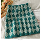 Hong Kong Vintage diamond lattice elastic waist with thin Hip Wrap Skirt  2624