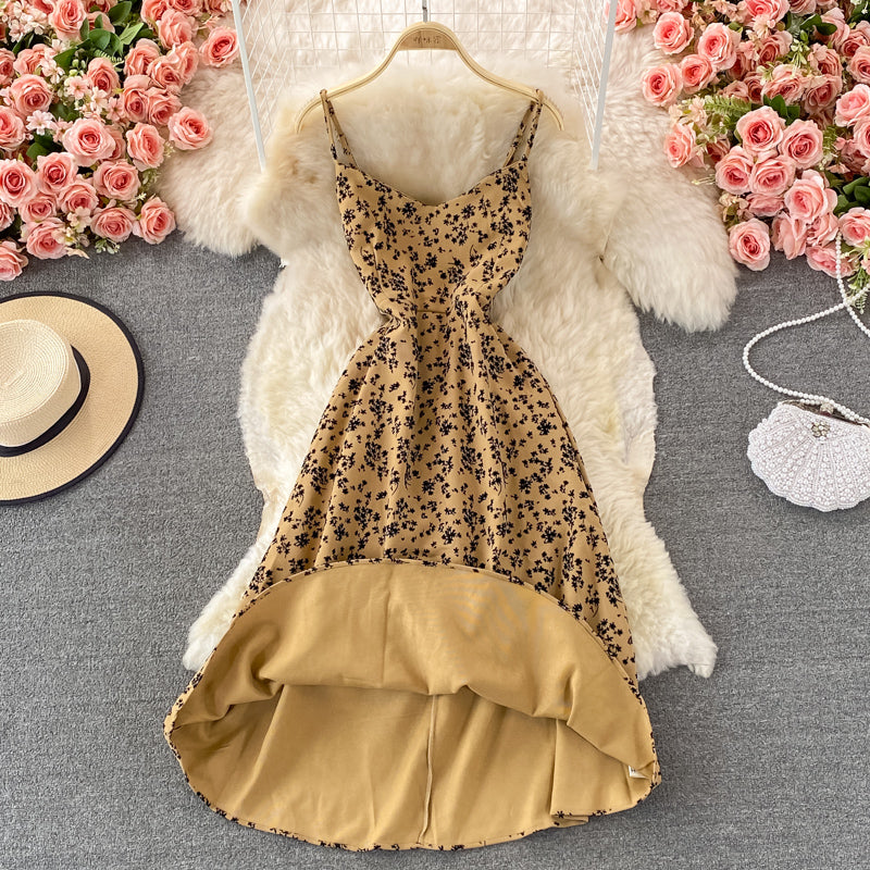 Gentle wind lady floral suspender skirt  3010