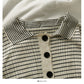 Korean vertical stripe Lapel long sleeve single breasted cardigan top  2043