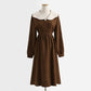 New French dress Hepburn wind lamp corduroy bottomed skirt baby collar skirt  2239