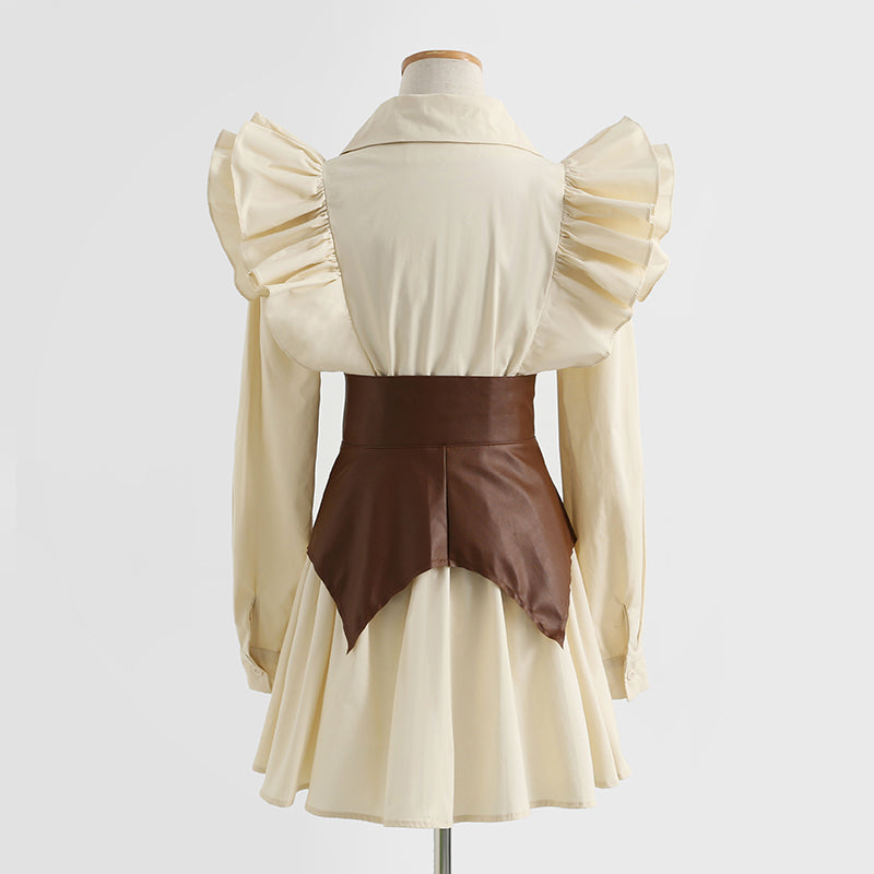 Design sense fashion temperament thin long sleeve shirt skirt  2133