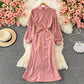 Suit collar waist slit dress elegant temperament Hip Wrap slit skirt  3233