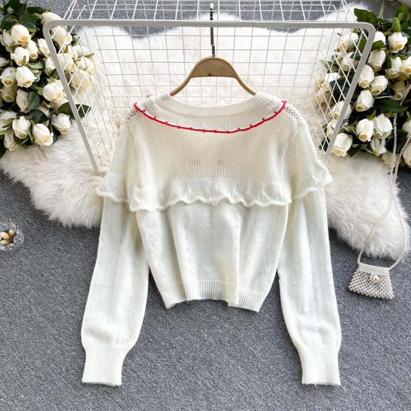Pullover 1607 mit hohlem Design in Kirsche
