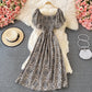 Slim square neck bubble sleeve dress  3061