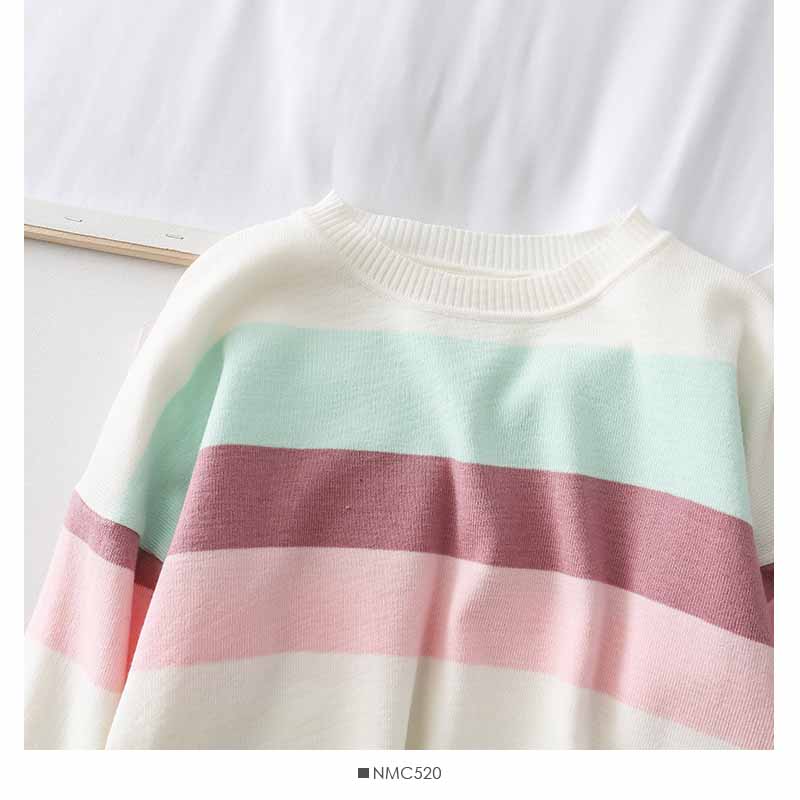 Women's colorful striped long sleeved knitwear  1814