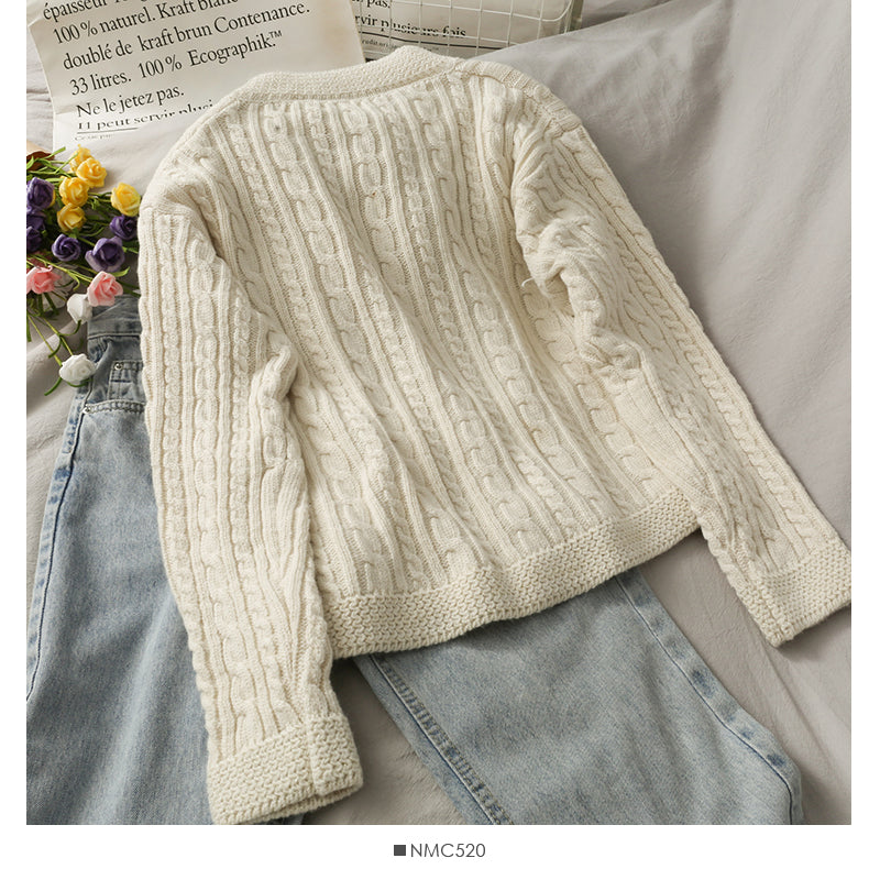 Sweater women's autumn linen long sleeve sweater  1734