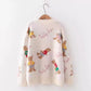 Vintage, loose, preppy sweaters, printed cardigans  1410