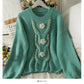 Han Fan nail bead three-dimensional flower round neck bubble sleeve T-shirt  1944