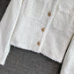 Small fragrance tweed temperament top short white coat  1683