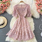 High waist slim water soluble hollow lace fishtail dress  2985