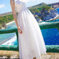White A line tulle dress summer dress  1337