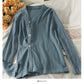Han Fan irregular single breasted V-Neck long sleeve sweater female  2038