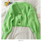 Sweater female small short two button long sleeve sweater  1880