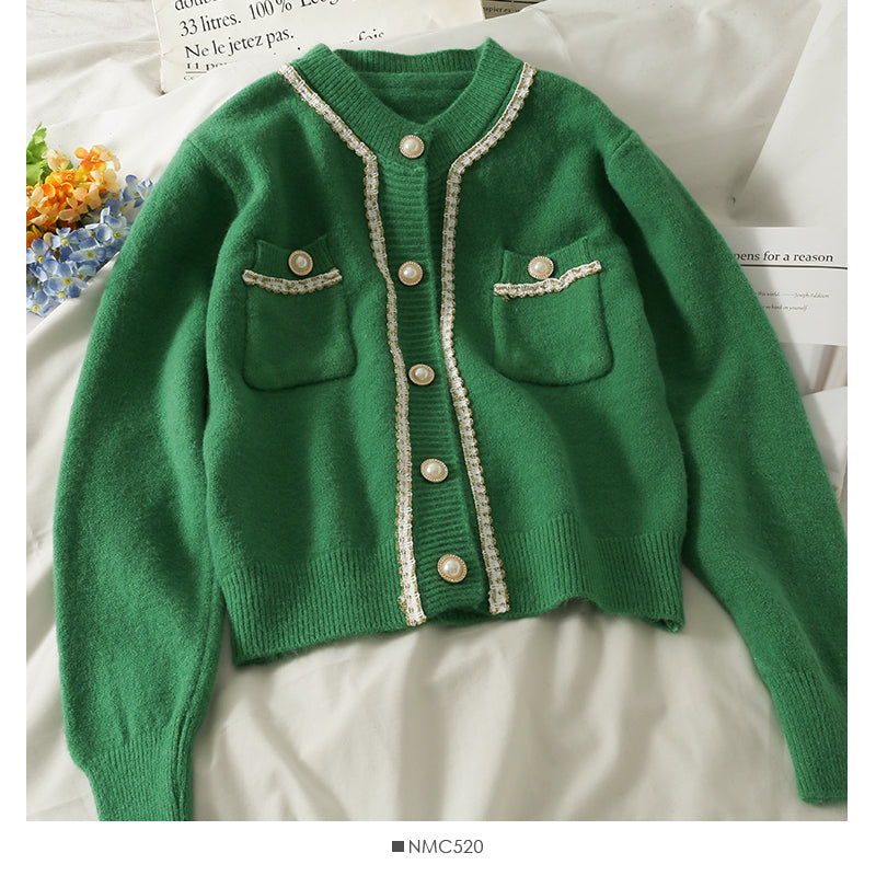 Sweater women's bright silk stripe single breasted cardigan  1796