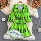 V-neck lettered print dress gentle wind waist sweater skirt  3113