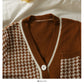 Vintage contrast stitched bird check low neck T-shirt for women  2017