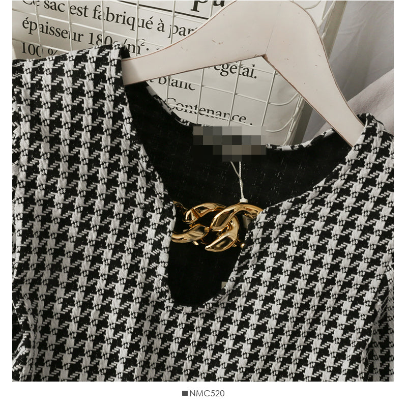 French minority thousand bird lattice short slim and thin blouse for women  2054