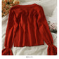 Knitwear women's autumn clothes look thin and versatile trumpet sleeve top  1961