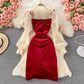 Sexy bubble sleeve temperament slim wrap hip dress  3264