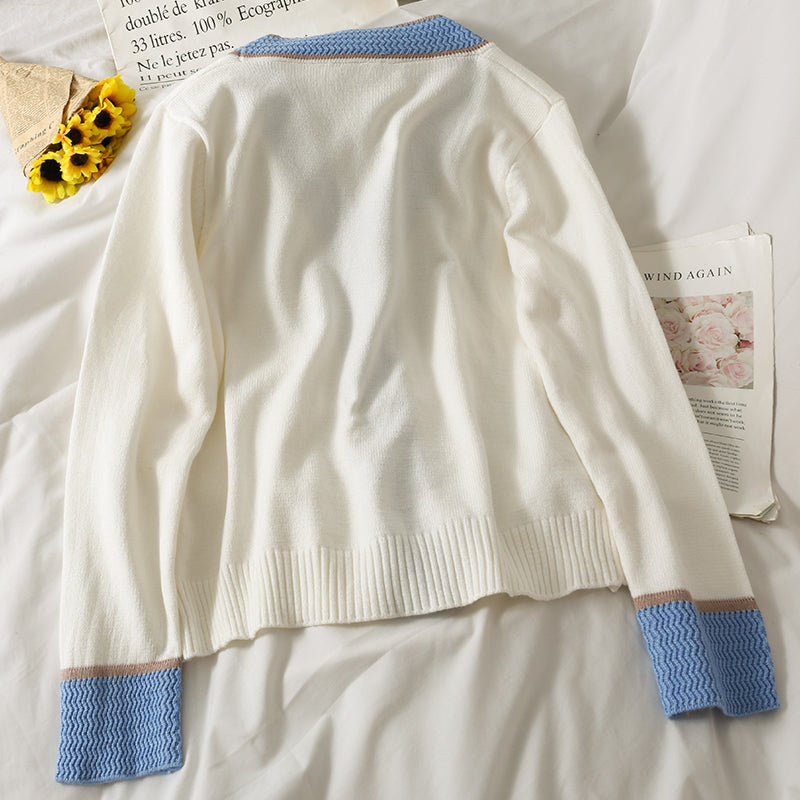 Han Fan stitched three button cardigan long sleeve sweater female  1820