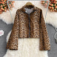 Korean leopard print loose casual stand collar zipper coat  1678
