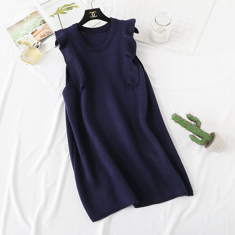 Two piece slim sweater knit vest vest with shirt skirt  2348