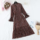 New French retro pleated flare sleeve bottomed long skirt  2359