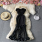 Sexy Strapless exposed shoulder bag hip fishtail dress gauze mesh stitching  3033