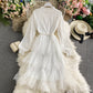Mesh Ruffle lace patchwork cake skirt dress  3282