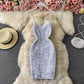 French Hepburn temperament Sequin Hip Wrap Dress  2752
