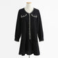 Long sleeves show thin temperament, small black skirt reduce age, foreign style tea break  2427