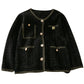 Bright silk Plaid round neck single breasted long sleeved sweater coat  1708