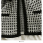 Sweater women's autumn and winter check loose and thin long sleeved cardigan  2075