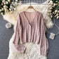 Loose sweater women's knitted cardigan coat  1603