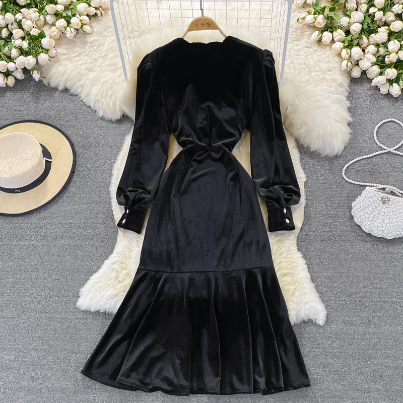 Gesäßkleid aus Temperament-Samt mit Fischschwanz 3270