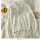 Lapel Zip Cardigan long sleeve vertical stripe top  1830
