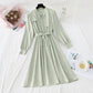 French knee length dress design sense of minority lace up solid color thin skirt  2150